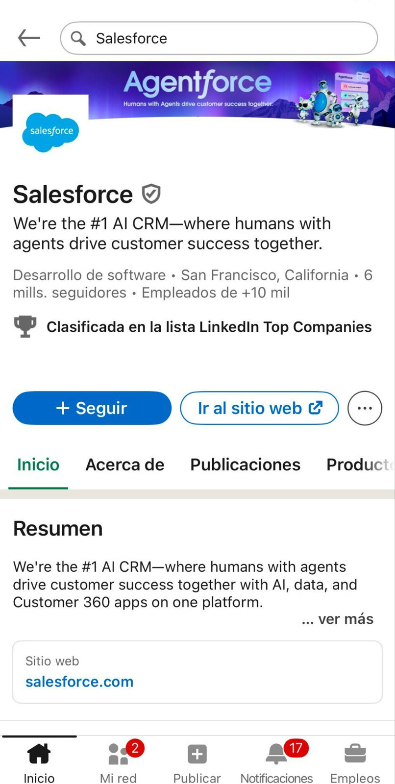 Salesforce Iberia · social-first en LinkedIn